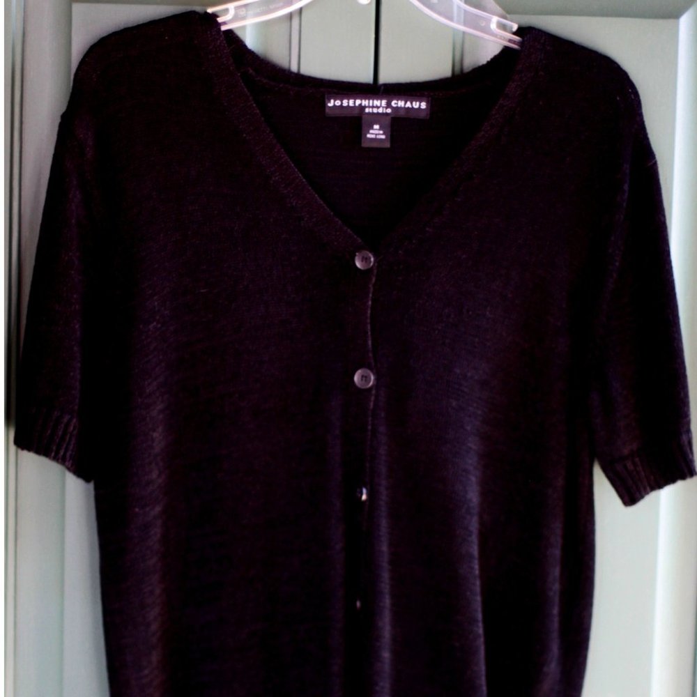 Black Button Down Kit top SS (M)